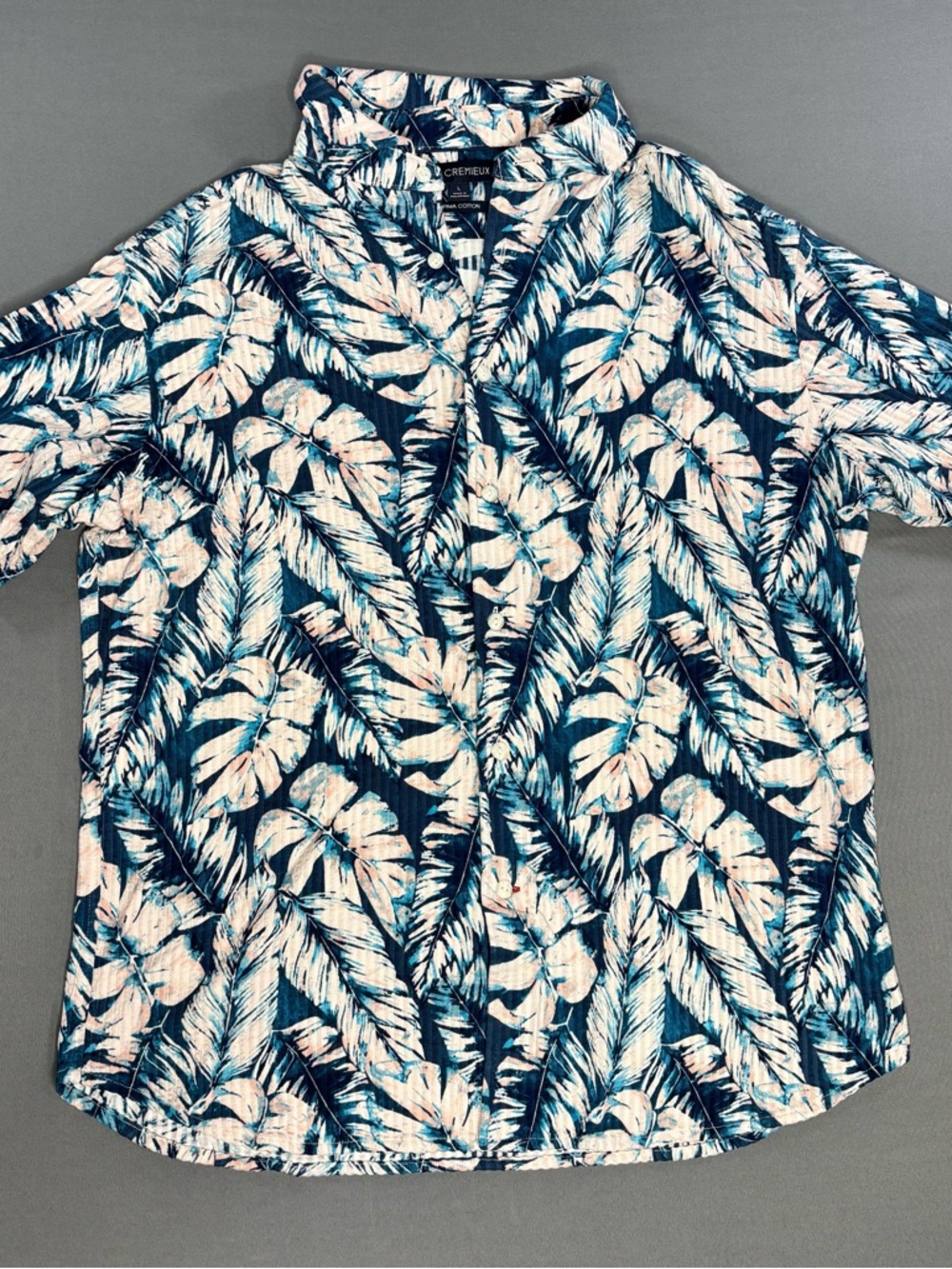Daniel Cremieux Navy Blue and White Tropical Button-Down Shirt